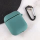 Ударопрочный силиконовый Футляр с микрофиброй для наушников AirPods 1/2 /Pine green - изображение 3