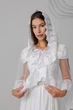 Накидка палантин для храма Family Tradition фатин с кружевом 105х120 см белый Девичья слеза - изображение 3