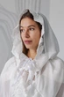 Накидка палантин для храма Family Tradition шифон с кружевом 70 см белый Белая анемона - изображение 2