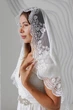Накидка палантин венчальный Family Tradition шифон с кружевом 105х120 см белый Венчание - изображение 8