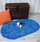 Пушистый прикроватный коврик Loca 6365 Blue овал 80х150 см синий - изображение 1