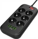 Мережевий фільтр 2.0м СolorWay CW-CHE64B 6 розеток, 4 USB Black - изображение 1