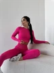 Спортивный женский костюм Hot для фитнеса и йоги (рашгард + леггинсы) c двойным Push Up V-пояс M Розовый (MA030000M) - изображение 4