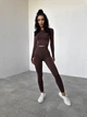 Спортивный женский костюм Hot для фитнеса и йоги (рашгард + леггинсы) c двойным Push Up V-пояс М Шоколад (MA100000М) - изображение 1