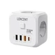 Мережевий фільтр трійник LENCENT PA037EU-PD 4000W 16A 7 в 1 3 USB + TYPE-C розгалужувач із швидкою зарядкою - зображення 1