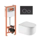Готовое решение Qtap для ванной комнаты: подвесной унитаз Taurus Ultra Quiet 485×360×350 + комплект инсталляции Nest 4 в 1 (круглая клавиша Matt Black) - изображение 1