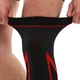 Бандаж эластичный удлинённый на голень и колено Sibote Fit 7218 Black-Grey-Red - изображение 4
