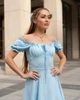 Женское платье мини из креп-жатки Голубой Maybel L 418 (3123_4) - изображение 6