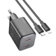 Мережевий зарядний пристрій Hoco N42 2 Type-C PD 45W black + кабель Type-C to Lightning - зображення 1