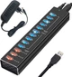 USB-хаб Dynamode 13 портов USB 3.0 – 10xUSB3.0 передача данных + 3x2.4А для зарядки, БП 3А/12В, металл (DM-UH-P1013) - изображение 1