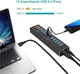 USB-хаб Dynamode 13 портов USB 3.0 – 10xUSB3.0 передача данных + 3x2.4А для зарядки, БП 3А/12В, металл (DM-UH-P1013) - изображение 6