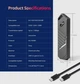 Зовнішня кишеня для M.2 SSD NVMe PCIe Type-C USB 3.2 Gen 2 (10 Гбіт/сек) металевий корпус RGB підсвітка - зображення 7