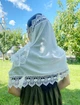 Жіночий шарф для храму Family Tradition шифон із мереживом 180х50 см молочний Весна - зображення 4
