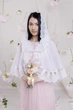 Накидка палантин для храма Family Tradition шифон с кружевом 70 см белый Белая лилия - изображение 1