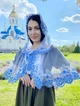Накидка палантин для храма Family Tradition фатин с кружевом 50 см белый Синева - изображение 1