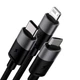 Кабель Baseus StarSpeed 3-in-1 Fast Charging Data Cable USB to Lightning+Type-C+MicroUSB 3.5А 1.2м (CAXS000001) Black - зображення 3