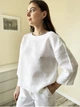 Льняной топ с надписью белый M - linen island (132870) - изображение 1