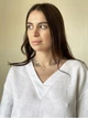 Льняной топ с надписью белый M - linen island (132870) - изображение 3