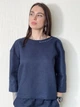 Льняной топ с надписью темно-синий XL - linen island (133003) - изображение 1