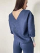 Льняной топ с надписью темно-синий XL - linen island (133003) - изображение 3