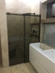 Душова перегородка 1600х2000 мм VIZUAL GLASS SLIDE Розсувна Лівостороння LOFT скло графіт - зображення 1
