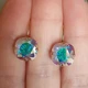 Позолочені сережки Hand Made з кристалами хамелеонами Swarovski кольору Crystal AB - зображення 3