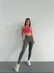 Спортивные женские леггинсы Soft с эффектом визуальной коррекции фигуры для фитнеса и йоги Push Up V-пояс Однотонные XS-S Серые (5059S) - изображение 5