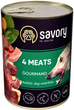 Консервированый корм для собак Savory Dog Gourmand 4 вида мяса 400гр - изображение 1