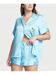 Піжама (сорочка+шорти) Victoria's Secret Pj Set Satin Blue Short Lemon S с лимоном - изображение 1