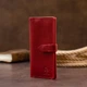 Вертикальный женский кошелек глянцевый Anet на кнопке GRANDE PELLE 11325 красный - изображение 6