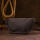 Кожаная матовая бананка Shvigel 16381 коричневая - изображение 7