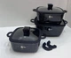 Набор квадратных кастрюль Higher Kitche HK-323 антипригарных с крышками 5-ти слойное дно Черный - изображение 1
