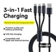 Кабель швидка зарядка 3в1 MicroUSB+Type-C+Lightning 3-in-1 Fast Charging BASEUS 1.2м - зображення 1