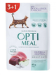 Вологий корм для кішок Optimeal Hairball Control з качкою та печінкою в желе 340 г (3+1) х 8 наборів - зображення 2