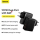Мережевий зарядний пристрій BASEUS GaN5 Pro Fast Charger 100W 1USB+1Type-C 5A Black - зображення 10