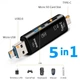 Багатофункціональний адаптер хаб кардрідер 5в1 Type-C Android USB 2.0 Black - зображення 1