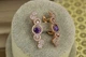 Серьги Xuping Jewelry Пузырьки с фиолетовым камнем 3 см золотистые - изображение 2