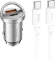 Автомобільний зарядний пристрій Hoco NZ10 Handy PD45W+QC3.0 car charger set (Type-C to Type-C) Silver (6942007601849) - зображення 1