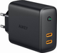 Ładowarka sieciowa Aukey PA-D2 2xUSB C PD Power Delivery 3.0 36W 6A Dynamic Detect (5902666662644) - obraz 1