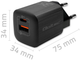 Зарядний пристрій Qoltec GaN Ultra 35W 5-20V USB type C PD QC 3.0 Black - зображення 2