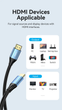 Кабель HDMI Vention HDMI to HDMI 2.0 4K@60Hz 18 Гбіт/с HDR 3D Ultra HD Dolby True HD 2 м Black (ALHSH) - зображення 4
