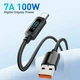 Кабель Essager USB Type-A to USB Type-C 100W (20V/5A) LED дисплей быстрая зарядка для ноутбуков смартфонов и планшетов 1м - изображение 2