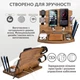 Деревянная док-станция для 2 телефонов или 1 планшета Teslyar настольный органайзер для гаджетов из дерева Ореха (PB2002) - изображение 3