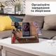 Подставка органайзер для телефона Teslyar держатель с тремя крючками для очков часов канцелярии из дерева Ясеня (PH3002) - изображение 3