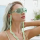 Солнцезащитные очки No Brand маска c цепочкой Mask зеленые - изображение 2