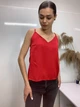 Базова майка на бретелях, шовк, червона L - изображение 2