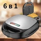 Электрическая сэндвичница прижимная 6 в 1 Domotec MS 77O6 мультипекарь бутербродница вафельница орешница гриль со съемными формами - изображение 1