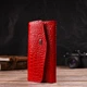 Привлекательное женское портмоне из натуральной кожи с тиснением под змею Canpellini 21699 красный - изображение 5
