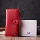 Женский вертикальный кошелек из натуральной кожи ST Leather 22536 красный - изображение 9