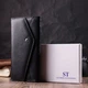 Кожаный женский кошелек с геометрическим клапаном ST Leather 22546 черный - изображение 8